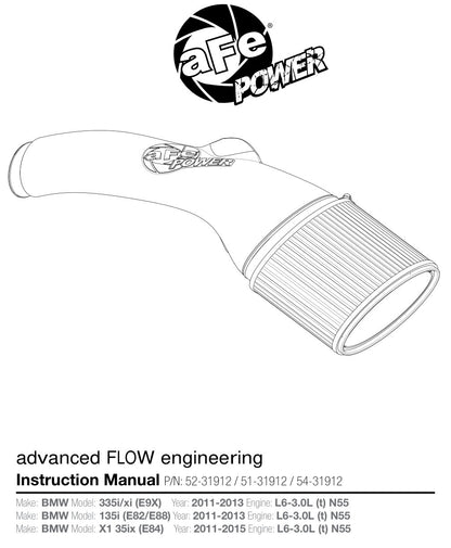 aFe Stage-2 Pro 5R Cold Air Intake | BMW 335i/335xi (11-13) (54-31912)