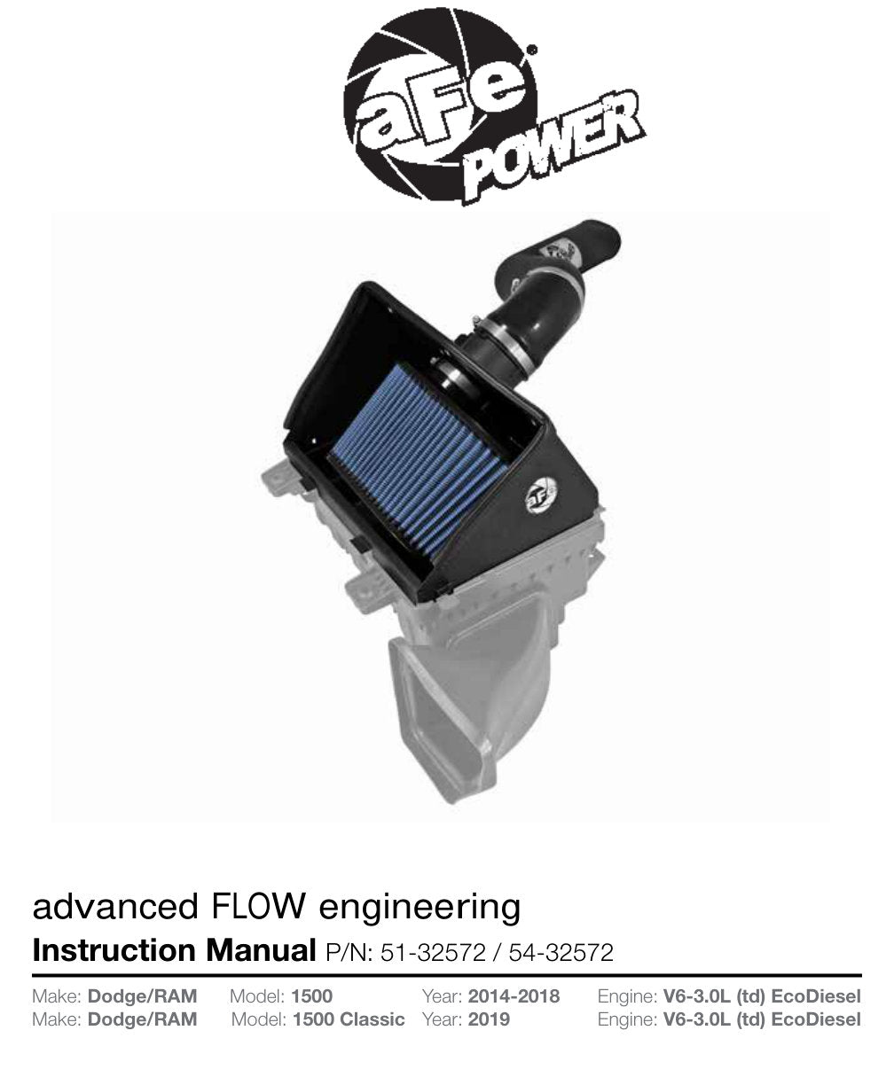 aFe MagnumFORCE XP Stage-2 PRO 5R Intake | Dodge RAM 1500 V6 3.0L EcoDiesel (14) (54-32572)