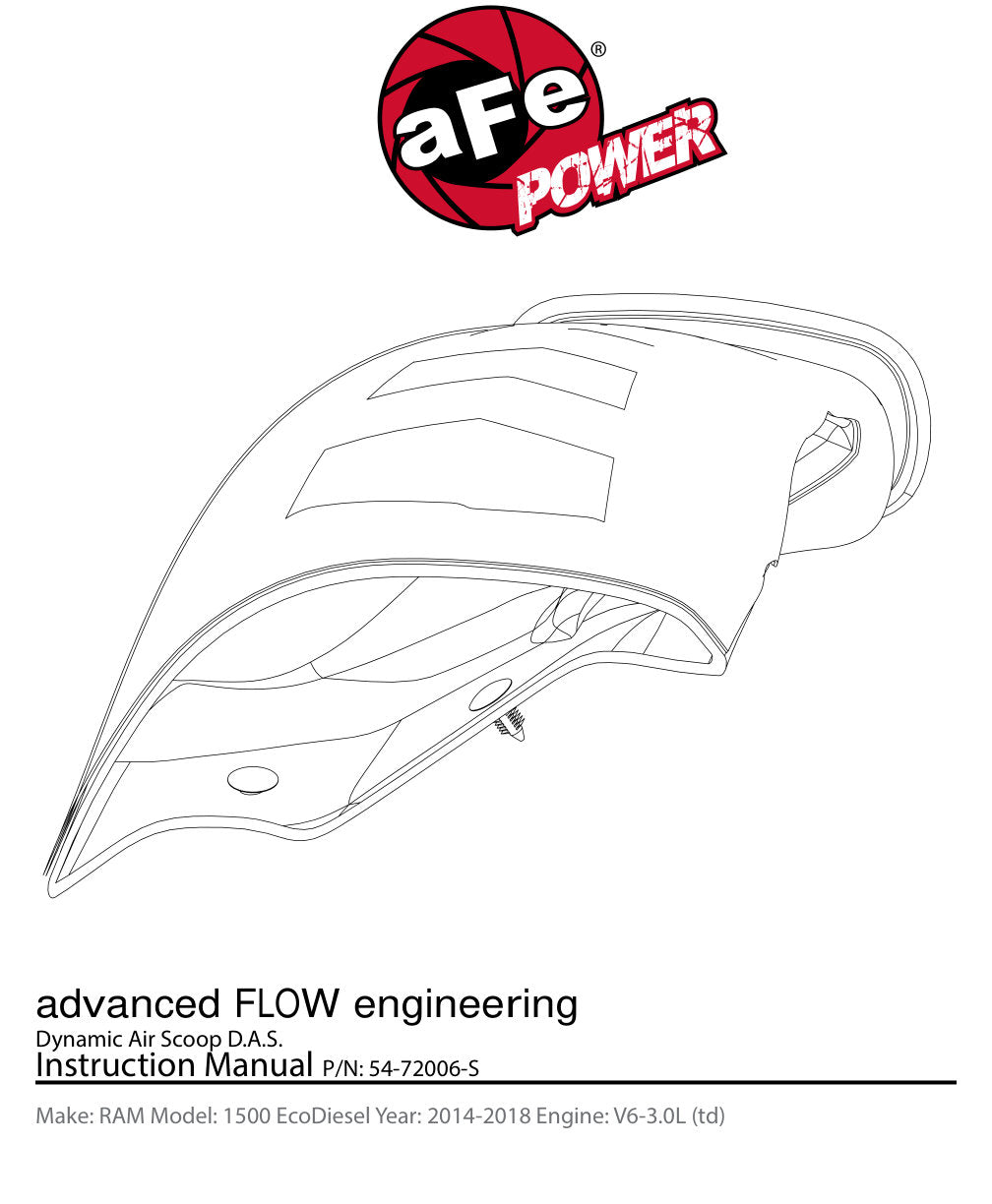 aFe Momentum HD Dynamic Air Scoop | RAM 1500 EcoDiesel V6 (14-16) (54-72006-S)