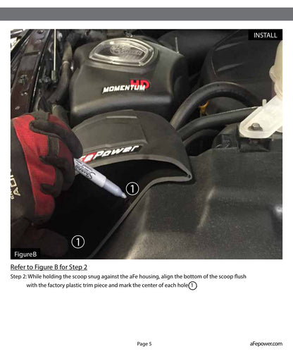aFe Momentum HD Dynamic Air Scoop | RAM 1500 EcoDiesel V6 (14-16) (54-72006-S)