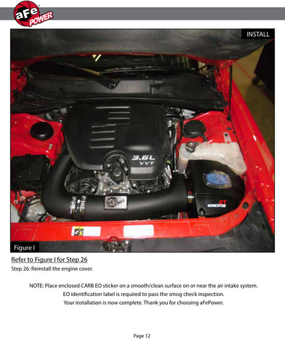 aFe Momentum GT Cold Air Intake w/ Pro 5R | Dodge Challenger/Charger V6 (11-15) (54-72201)