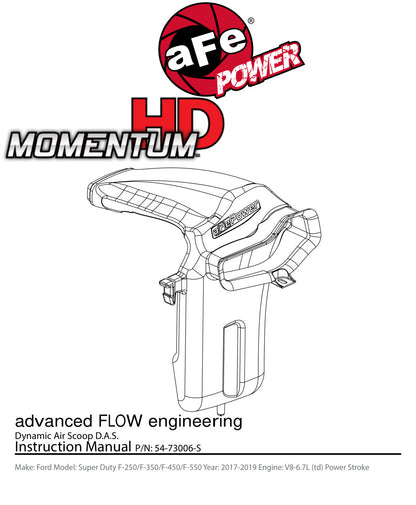 aFe Momentum HD Dynamic Air Scoop | Ford Diesel Trucks V8-6.7L (54-73006-S)