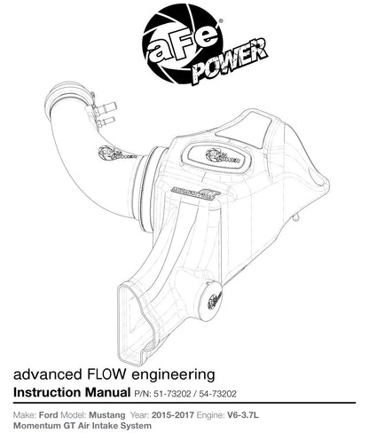 aFe Momentum GT AIS Pro 5R Cold Air Intake System | Ford Mustang V6-3.7L (15-17) (54-73202)