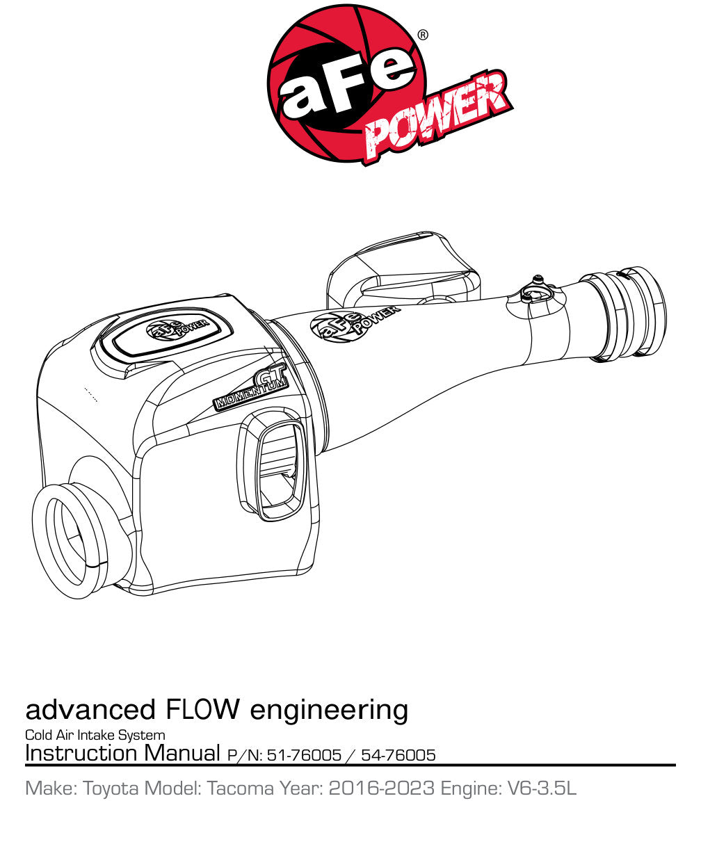 aFe Momentum GT Pro 5R Stage-2 Intake System | Toyota Tacoma V6 3.5L 2016 (54-76005)