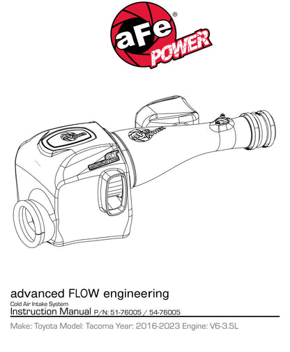 aFe Momentum GT Pro 5R Stage-2 Intake System | Toyota Tacoma V6 3.5L 2016 (54-76005)