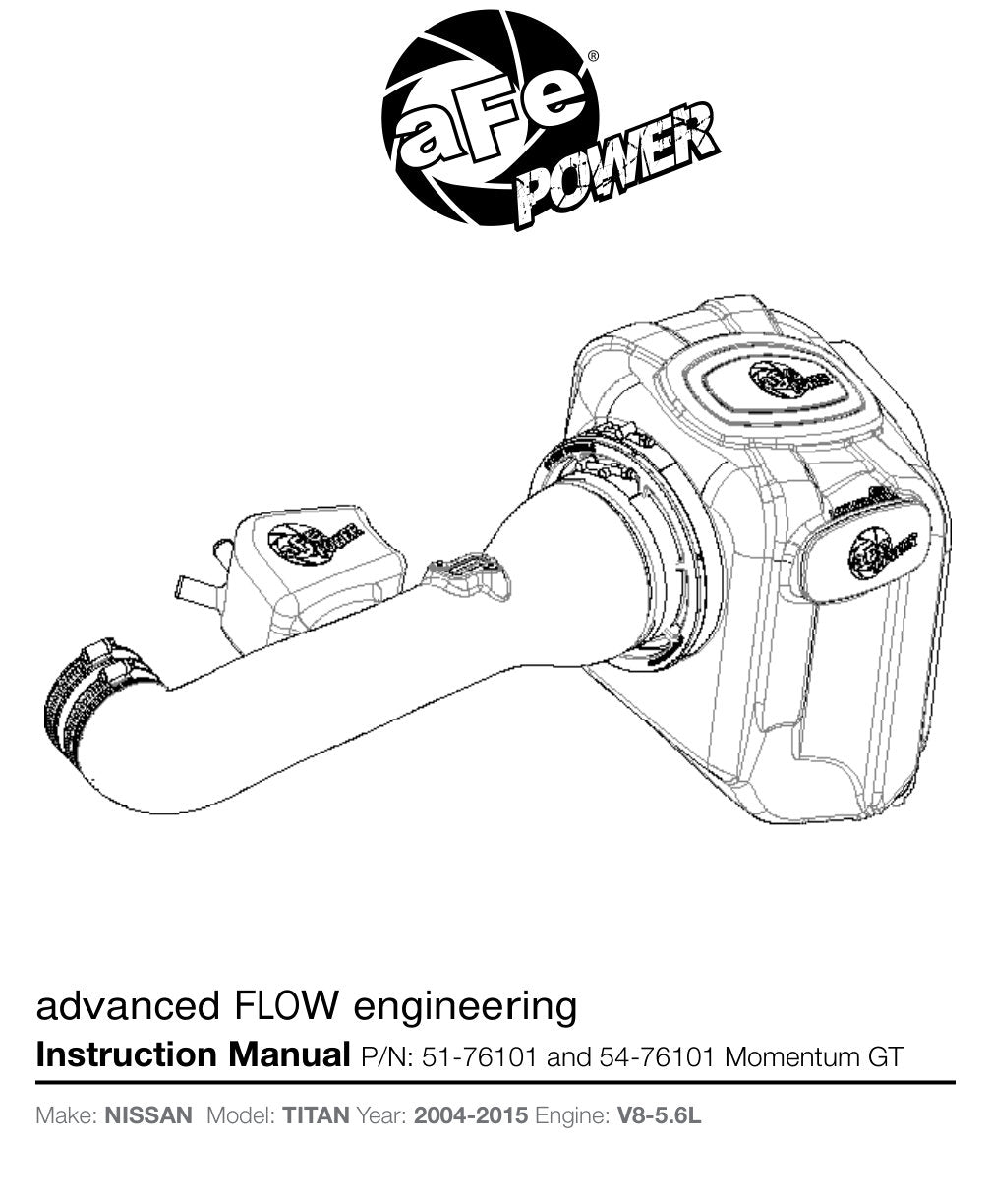 aFe Momentum GT Cold Air Intake System w/ Pro 5R Media | Nissan Titan V8 5.6L (04-13) (54-76101)