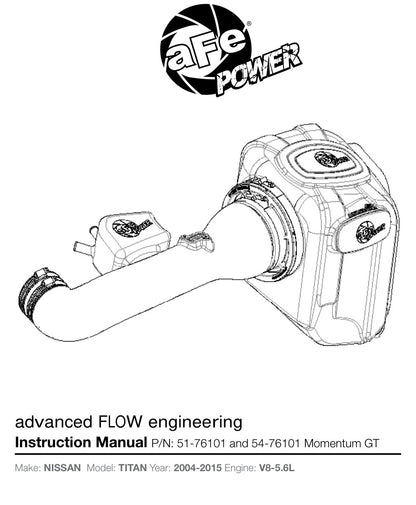aFe Momentum GT Cold Air Intake System w/ Pro 5R Media | Nissan Titan V8 5.6L (04-13) (54-76101)