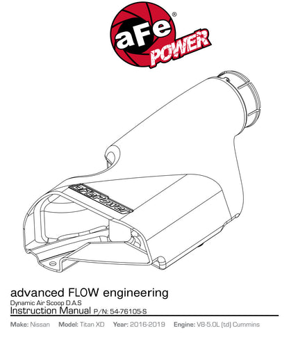 aFe Diesel Elite Momentum HD Air Scoop | Nissan Titan XD V8 5.0L (16) (54-76105-S)
