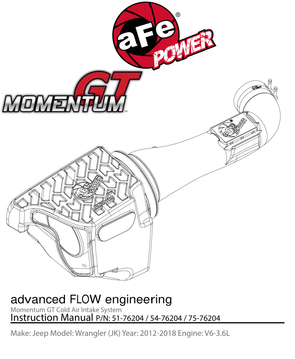 aFe Momentum GT Cold Air Intake | Jeep JK V6 3.6L (12-17) (54-76204)
