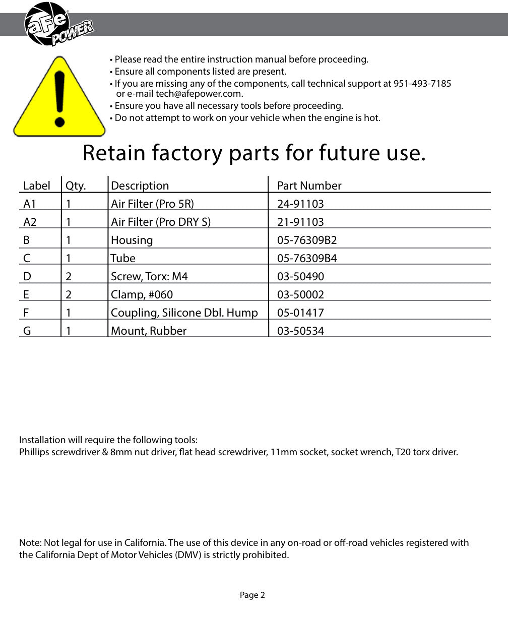 aFe Momentum GT Pro 5R CAI | BMW 340i/ix B58 (54-76309)