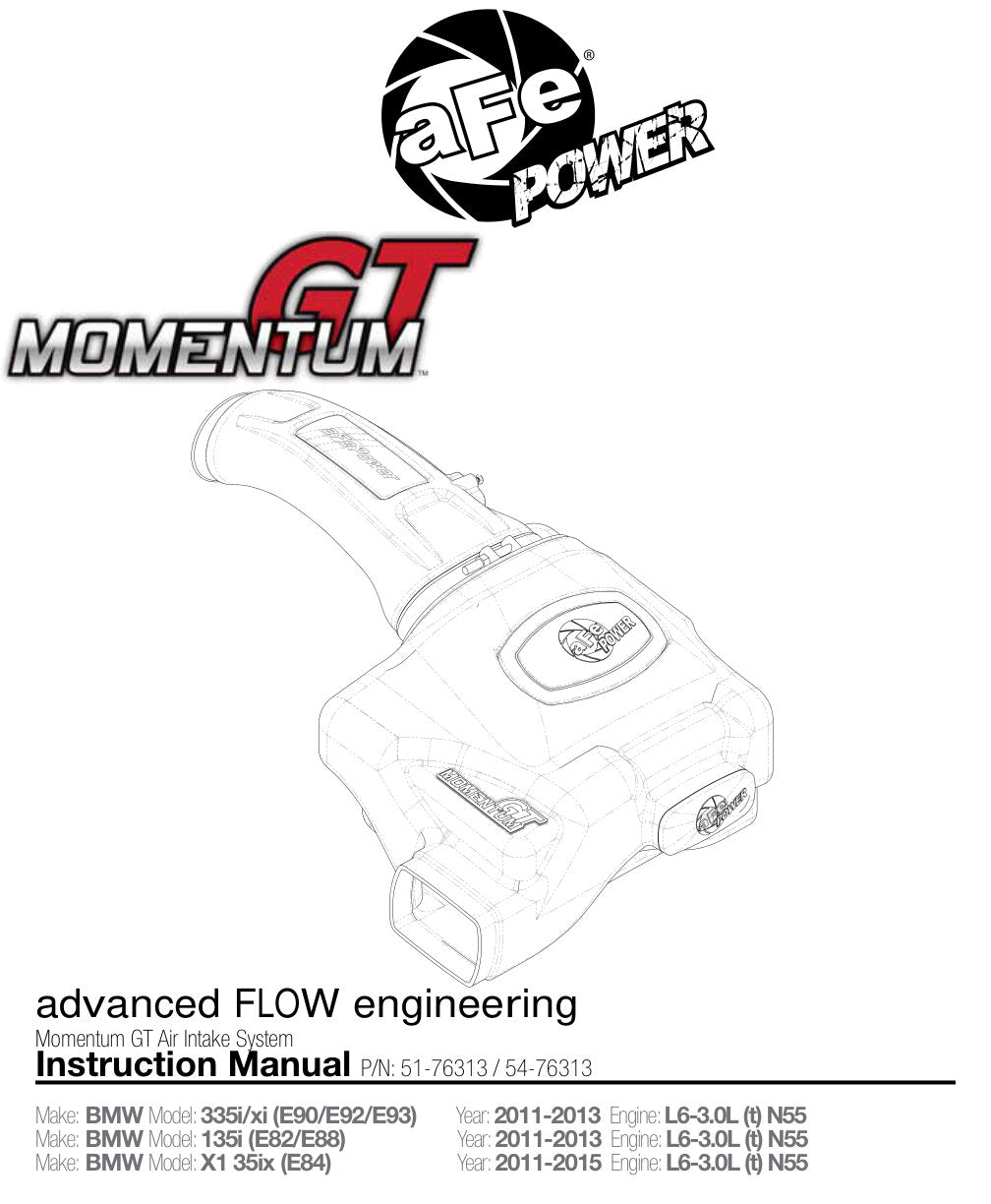 aFe Momentum GT Pro 5R Cold Air Intake | BMW 335i E90/E87 I6 3.0L N55 (11-13) (54-76313)