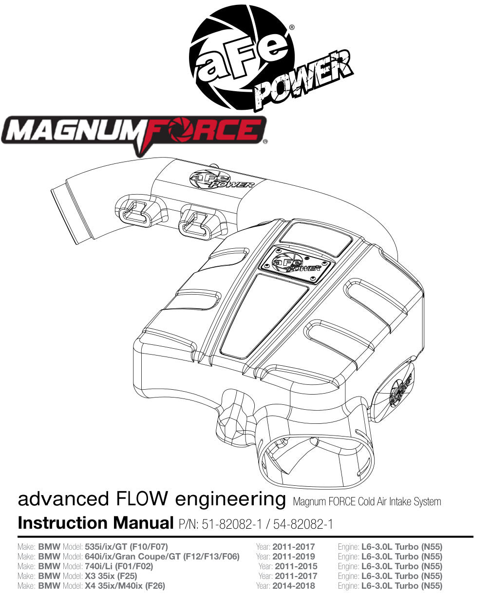 aFe MagnumFORCE Stage-2 P5R Si Intake | BMW X3 35ix L6 3.0L (11-16) (54-82082-1)
