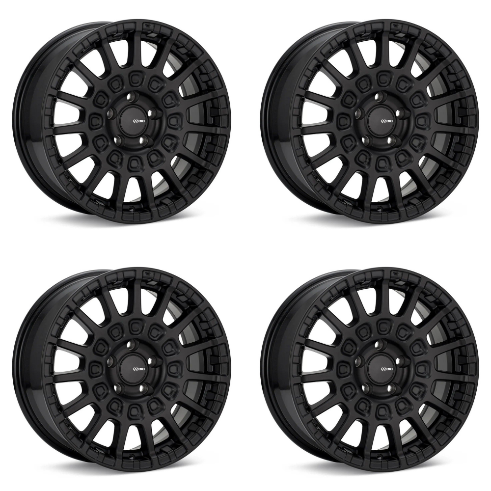(set of 4) Enkei Overlander Black | 17x7.5" +35mm | 5x108mm Wheels