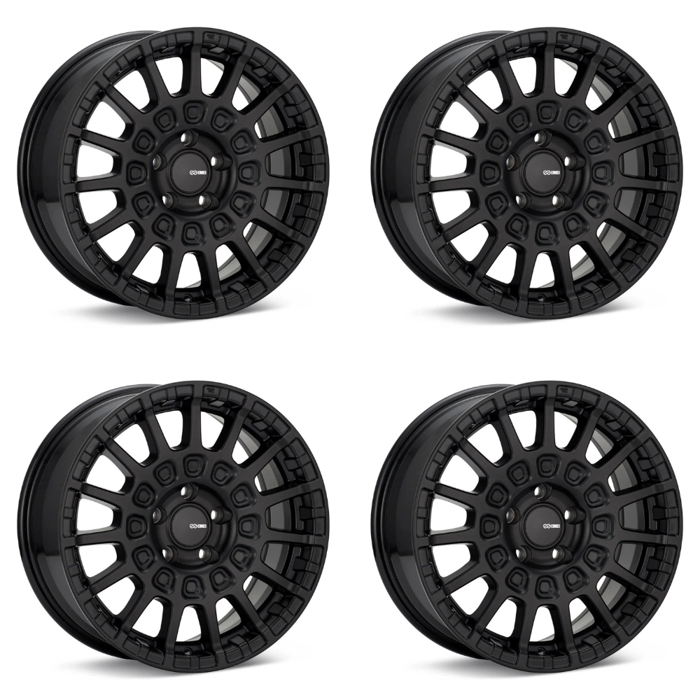 (set of 4) Enkei Overlander Black | 17x7.5" +35mm | 5x114.3mm Wheels