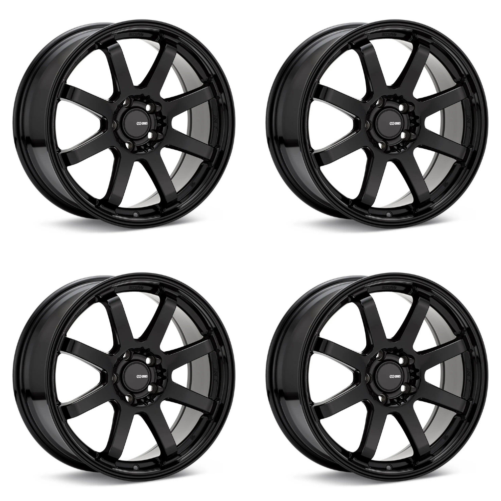 (set of 4) Enkei Vanquish Black | 18x8" +45mm | 5x114.3mm Wheels