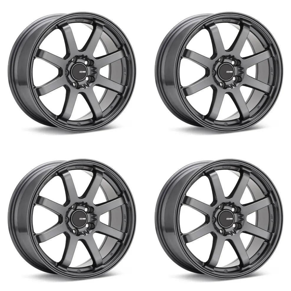 (set of 4) Enkei Vanquish Gunmetal | 18x8" +45mm | 5x114.3mm Wheels