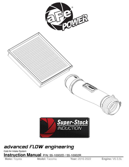 aFe Super Stock Induction Pro 5R Media | Toyota Tacoma V6-3.5L (16-22) (55-10002R)