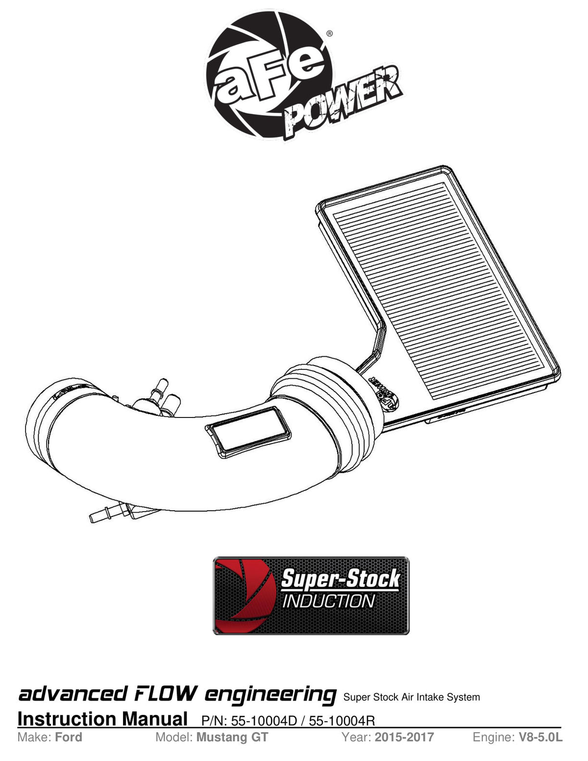 aFe Super Stock Induction System | Ford Mustang V8-5.0L (15-23) (55-10004D)