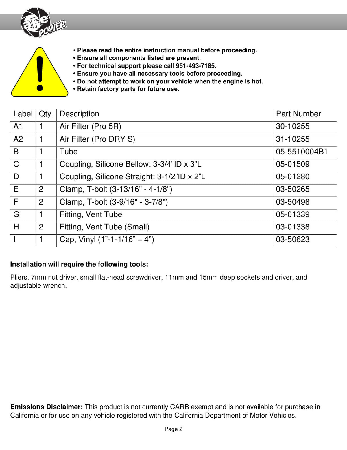 aFe Super Stock Induction System | Ford Mustang V8-5.0L (15-23) (55-10004D)