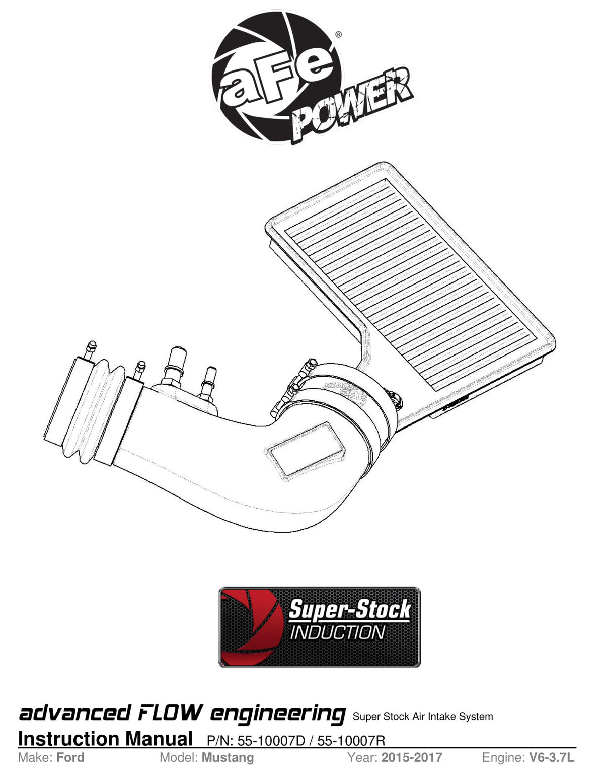 aFe Super Stock Induction System | Ford Mustang 15-23 (55-10007D)