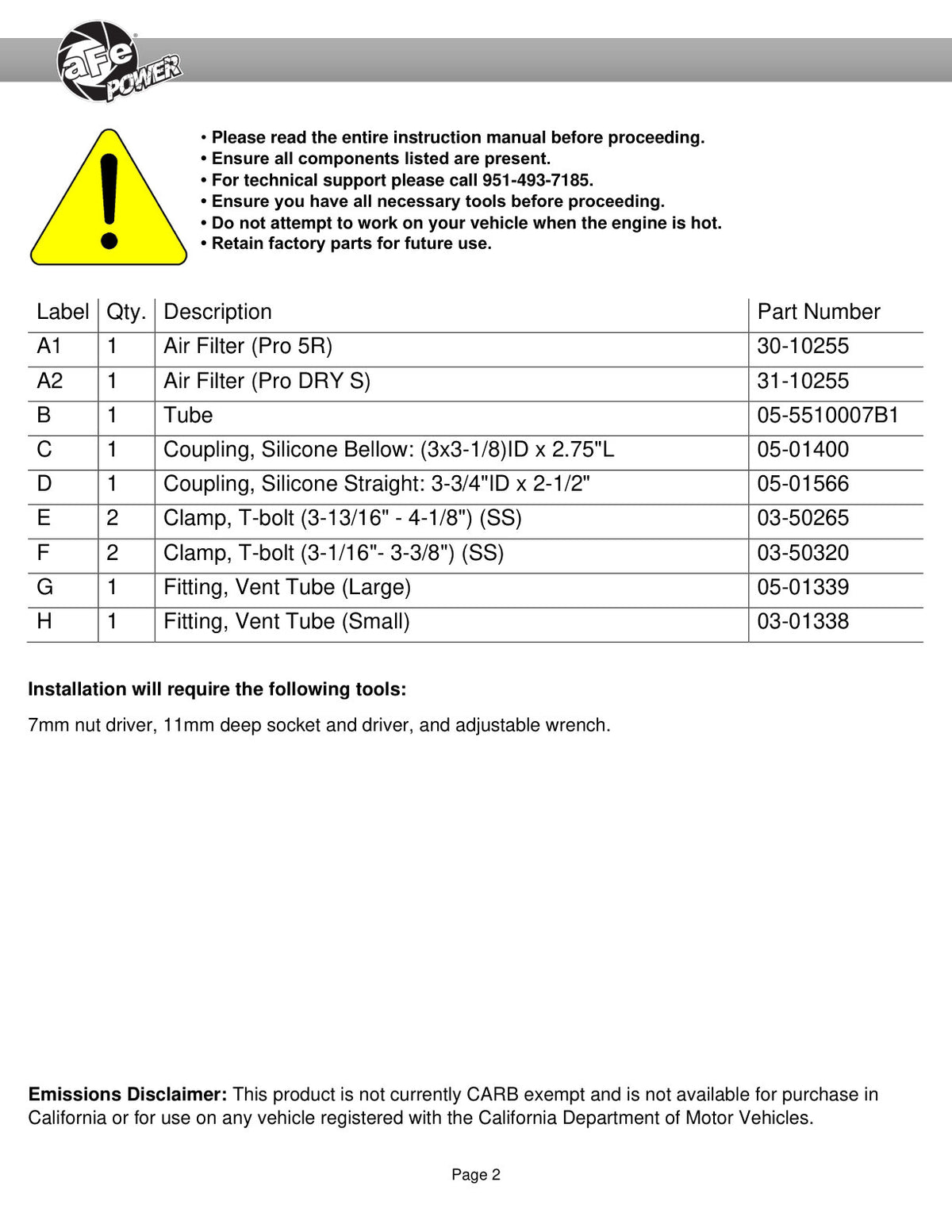 aFe Super Stock Induction System | Ford Mustang 15-23 (55-10007D)