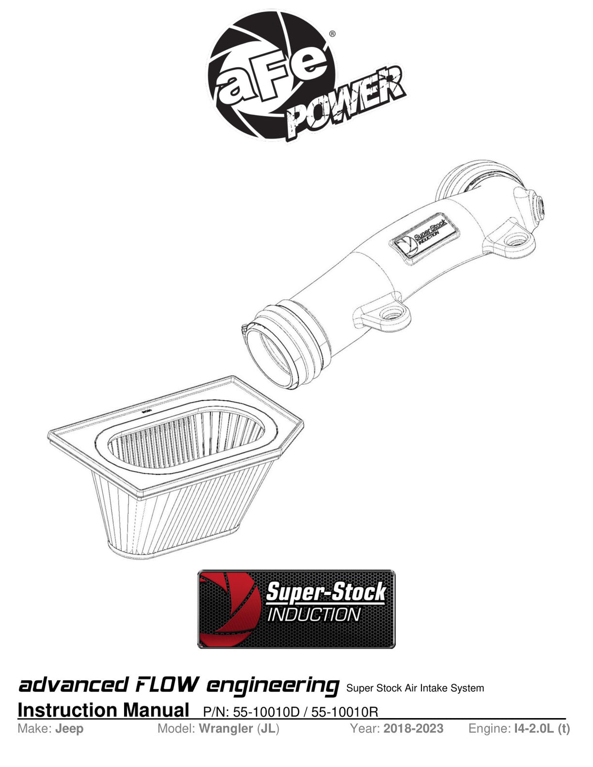 aFe Super Stock Induction System Pro 5R | Jeep Wrangler JL JK (07-26) (55-10010R)