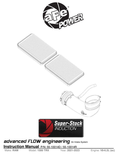 aFe Super Stock Induction System w/ Pro DRY S Filter | Ram 1500 TRX 6.2L (21-23) (55-10014D)