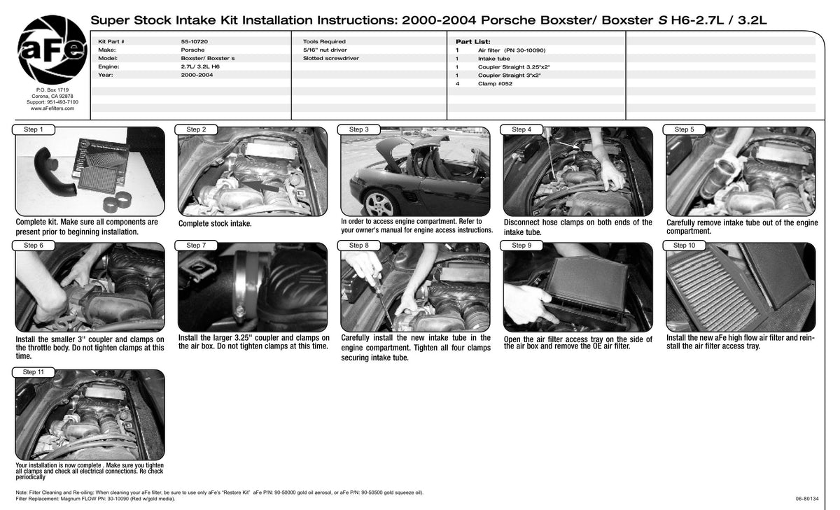 aFe Super Stock Induction System w/ Pro 5R Filter | Porsche Boxster (00-04) H6-2.7L (55-10720)