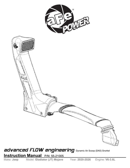 aFe 55-21005 D.A.S Snorkel for Jeep Gladiator Mojave V6-3.5L