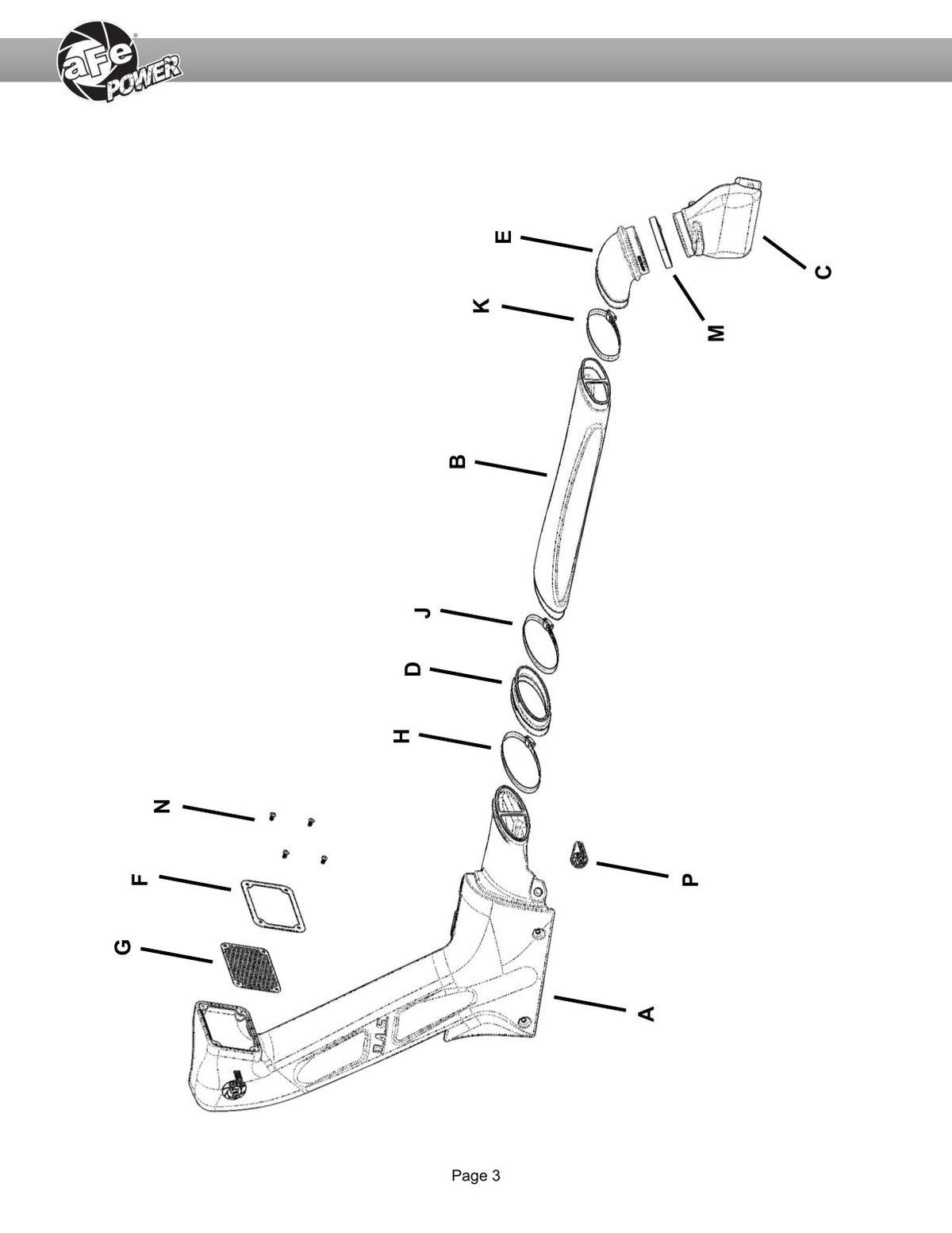 aFe 55-21005 D.A.S Snorkel for Jeep Gladiator Mojave V6-3.5L