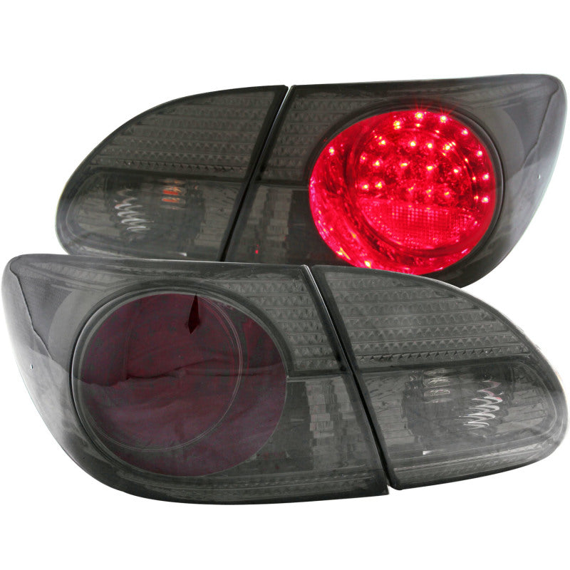 ANZO 03-08 Toyota Corolla LED Taillights Red/Smoke (321270)