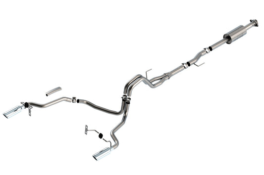Borla 3" into dual 2.25" Cat-Back System | Ford F-150 (21) 2.7L/3.5L | Split Rear Exit Bright Chrome Tips S-Type