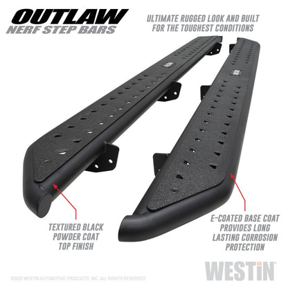 Westin 58-54165 Outlaw Nerf Step Bar For 2020-2023 Jeep Gladiator