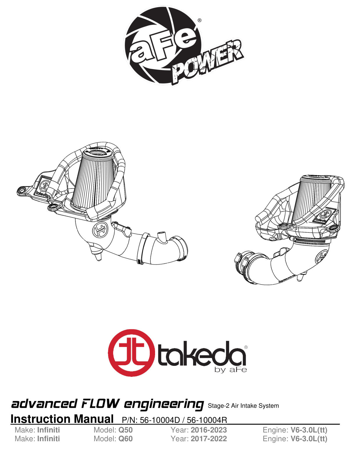 aFe Takeda Stage-2 Pro 5R Cold Air Intake | Infiniti Q50/Q60 V6-3.0L (16-19) (56-10004R)