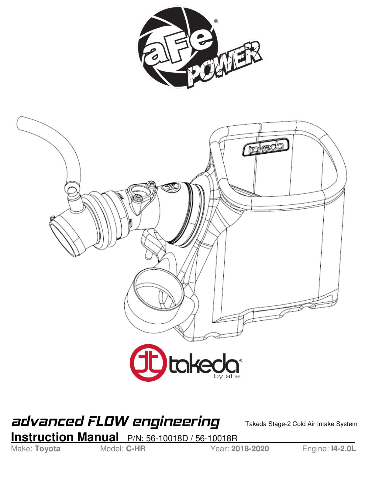 aFe 56-10018D Takeda Stage-2 AIS | Toyota C-HR 17-20 (18-26) (SPF5610018D)