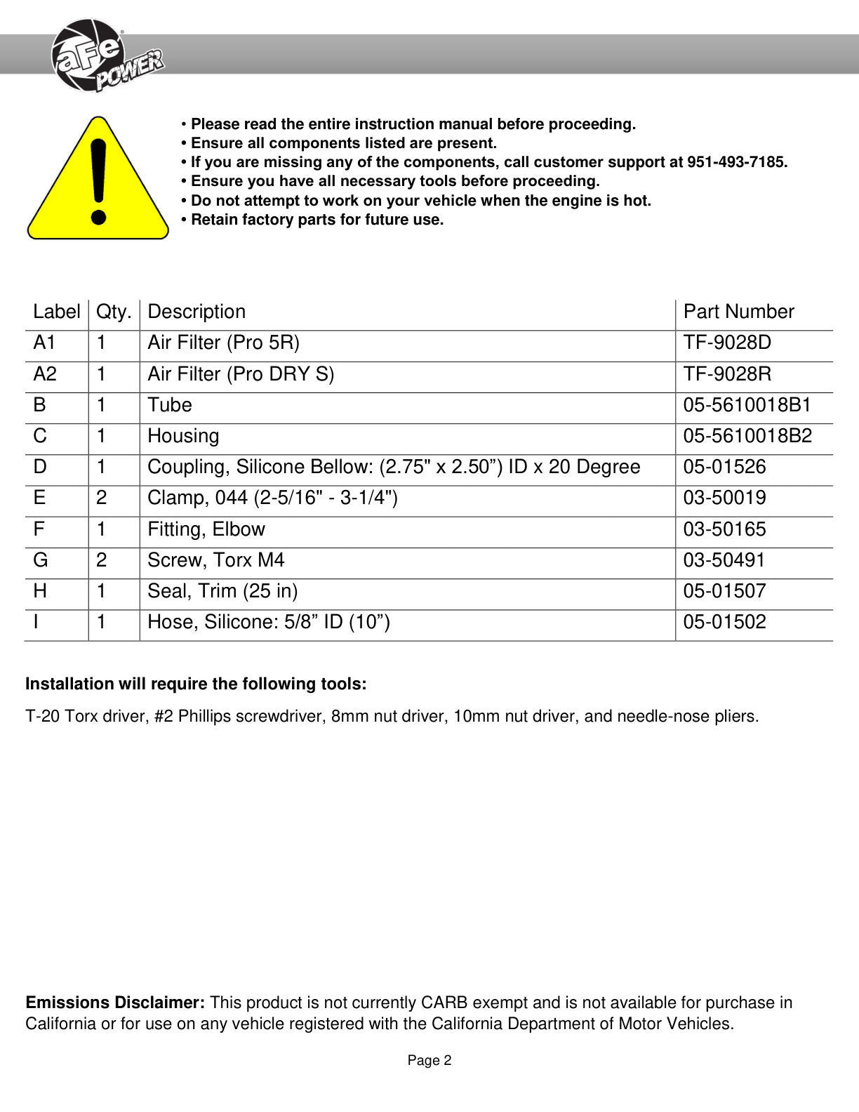 aFe 56-10018D Takeda Stage-2 AIS | Toyota C-HR 17-20 (18-26) (SPF5610018D)