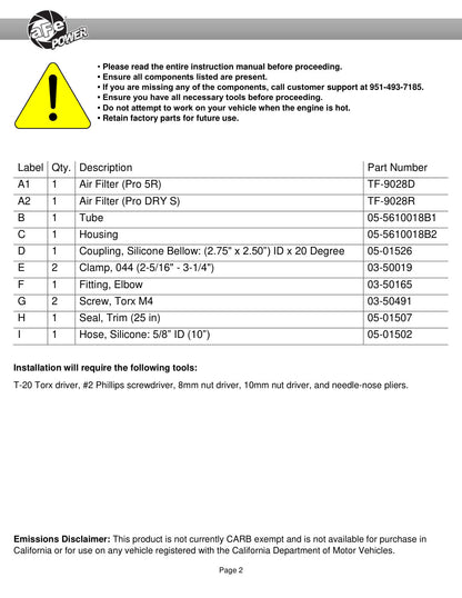 aFe 56-10018D Takeda Stage-2 AIS | Toyota C-HR 17-20 (18-26) (SPF5610018D)