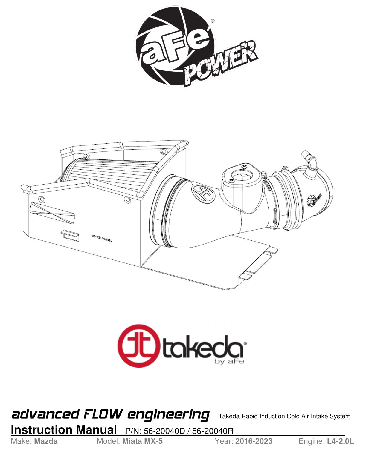 aFe Takeda Rapid Induction Pro 5R Cold Air Intake | Mazda MX-5 Miata ND L4-2.0L (16-19) (56-20040R)