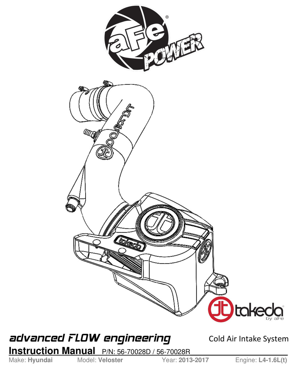 aFe Takeda Momentum Pro DRY S Cold Air Intake | Hyundai Veloster (13-17) (56-70028D)