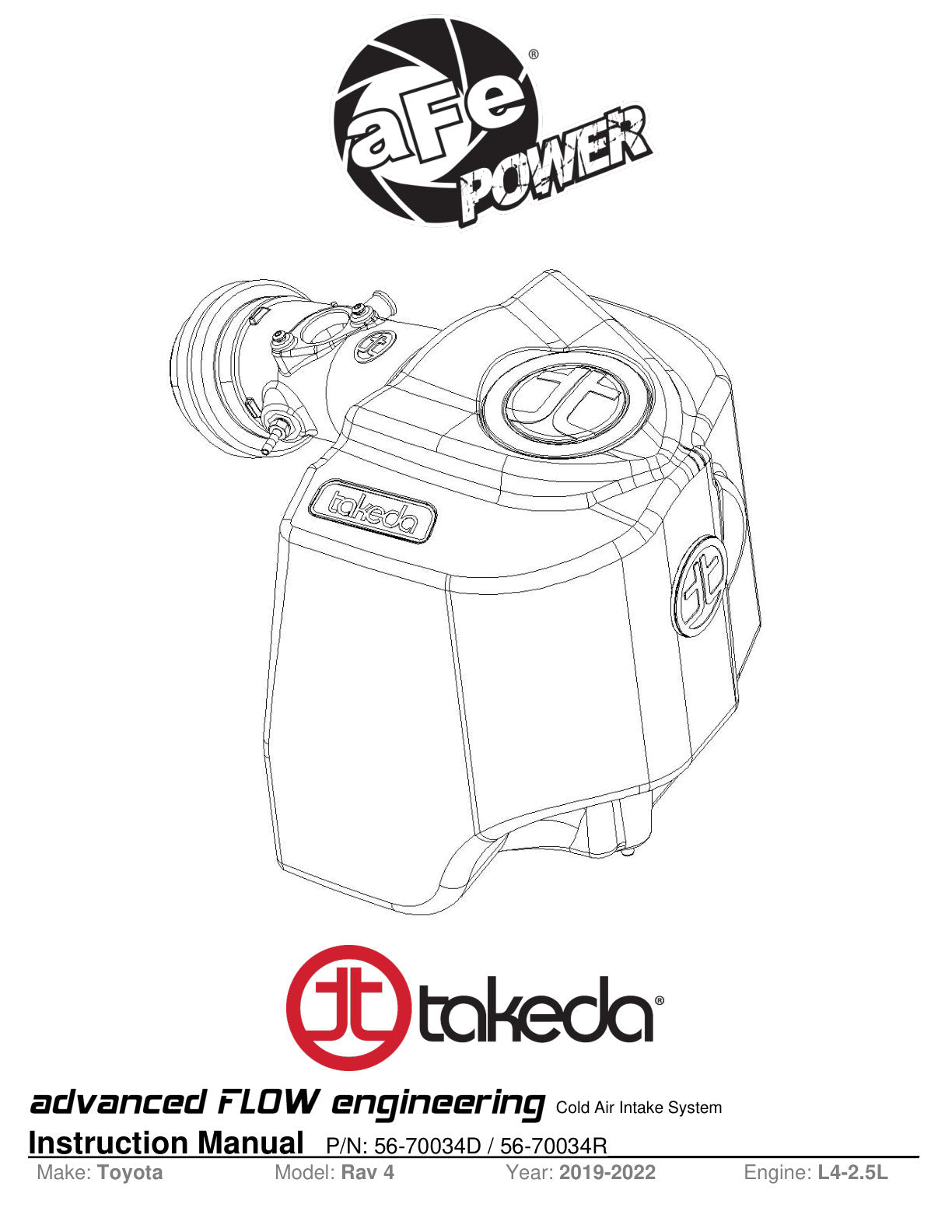 aFe Takeda Momentum Pro Dry S Cold Air Intake | Toyota RAV4 2019-22 (56-70034D)