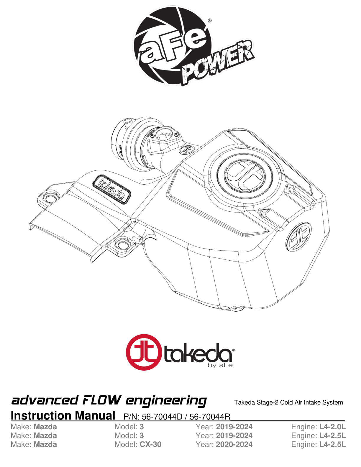 aFe Takeda Momentum Cold Air Intake w/ Pro 5R Filter | Mazda 3 L4 2.5L (19-21) (56-70044R)