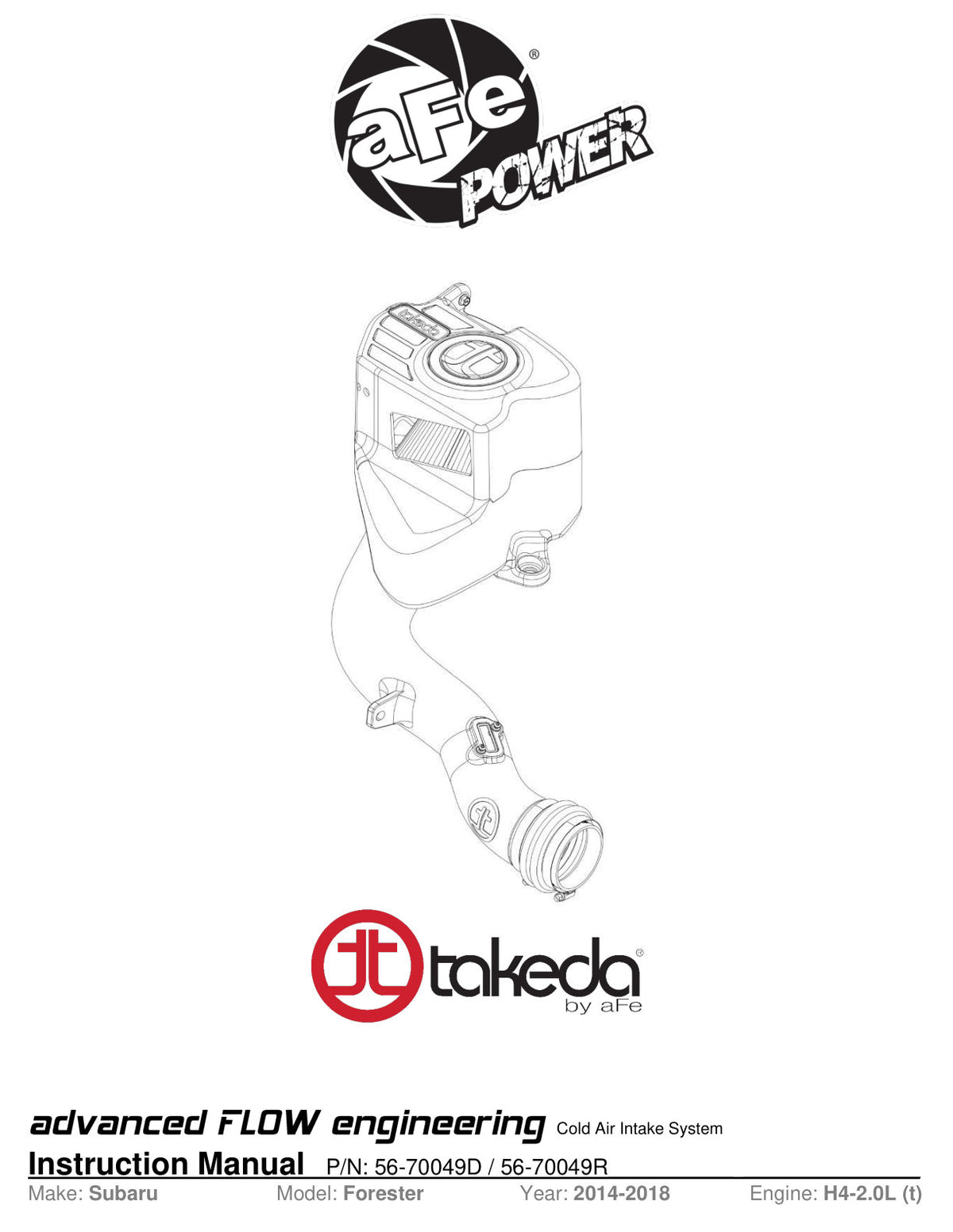 aFe Takeda Momentum Cold Air Intake | Subaru Forester 12-22 (56-70049D)
