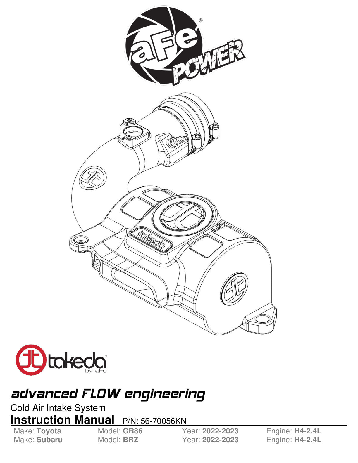 aFe Takeda Momentum Pro 5R Cold Air Intake | Toyota GR86/Subaru BRZ (22-23) (56-70056KN)