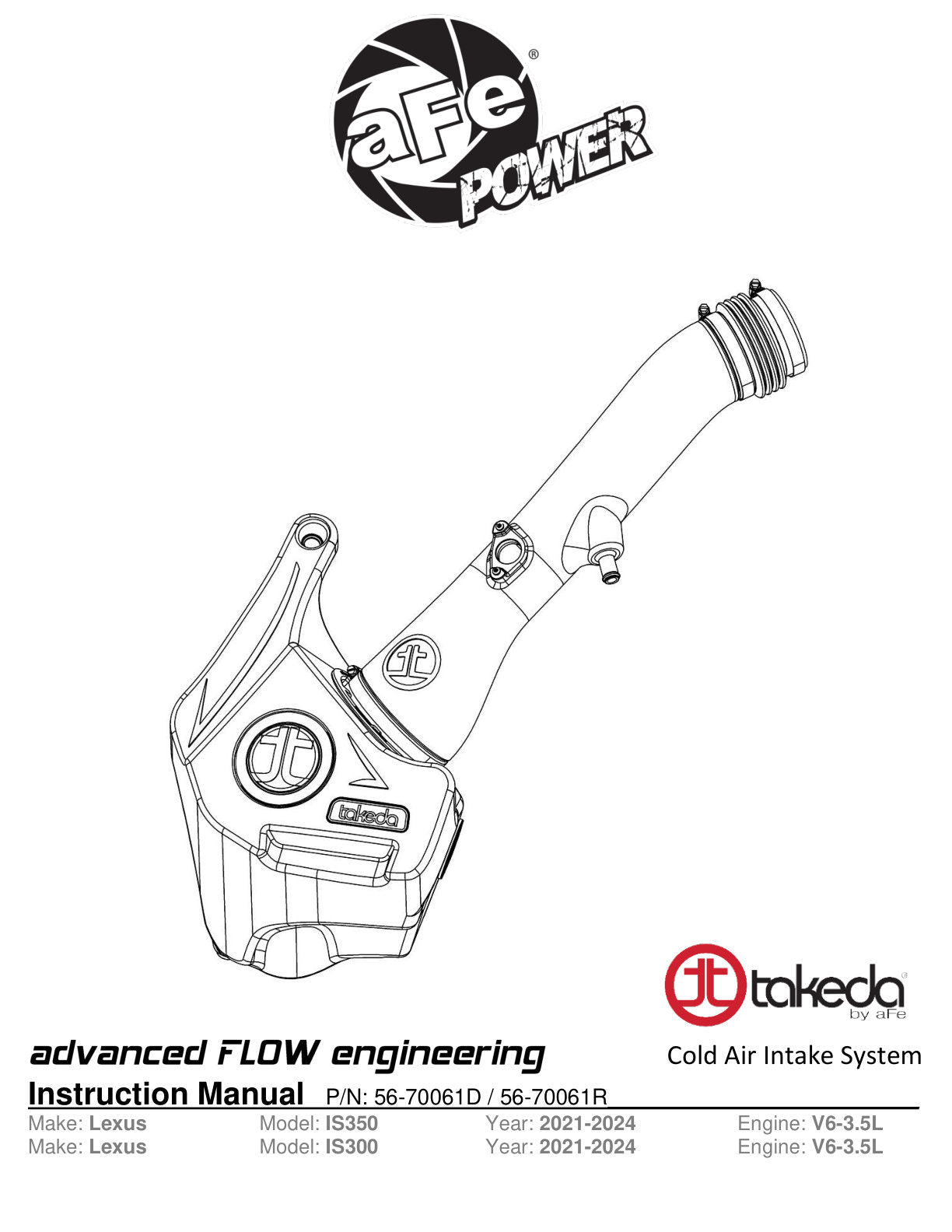 aFe Momentum Intake System W/ Pro Dry S Filter | Lexus IS300/IS350 (13-26) (56-70061D)