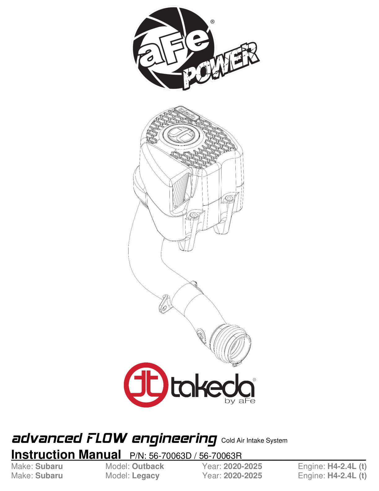 aFe Takeda Pro DRY S Momentum Cold Air Intake | Subaru Outback (20-24) (56-70063D)