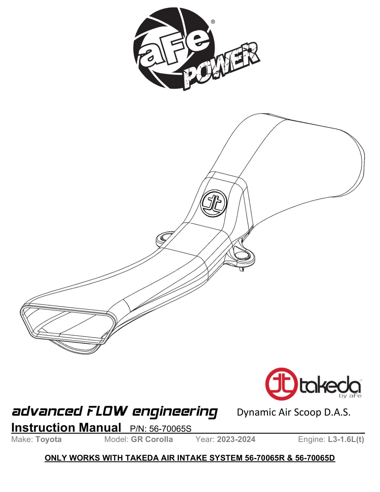 aFe Dynamic Air Scoop for Takeda Intakes | Fits Takeda Momentum CAI (56-70065S)