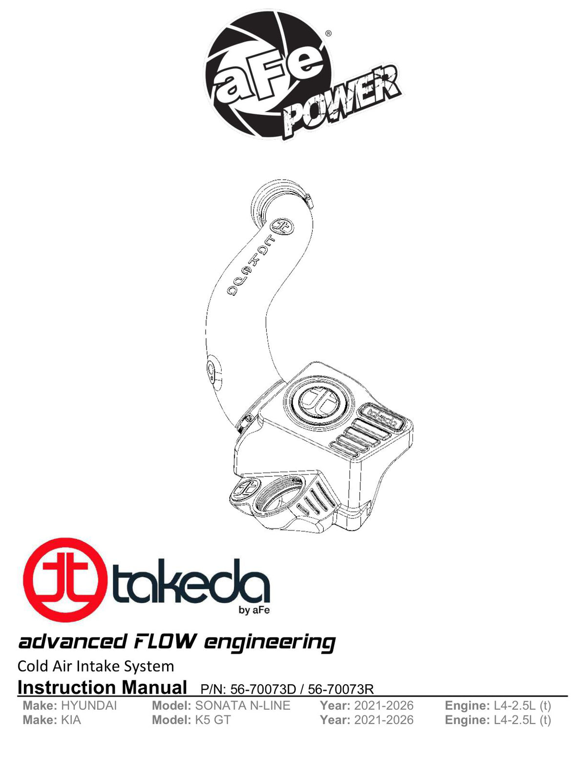 aFe Takeda Momentum Pro 5R Cold Air Intake | Kia K5 15-26 (56-70073R)