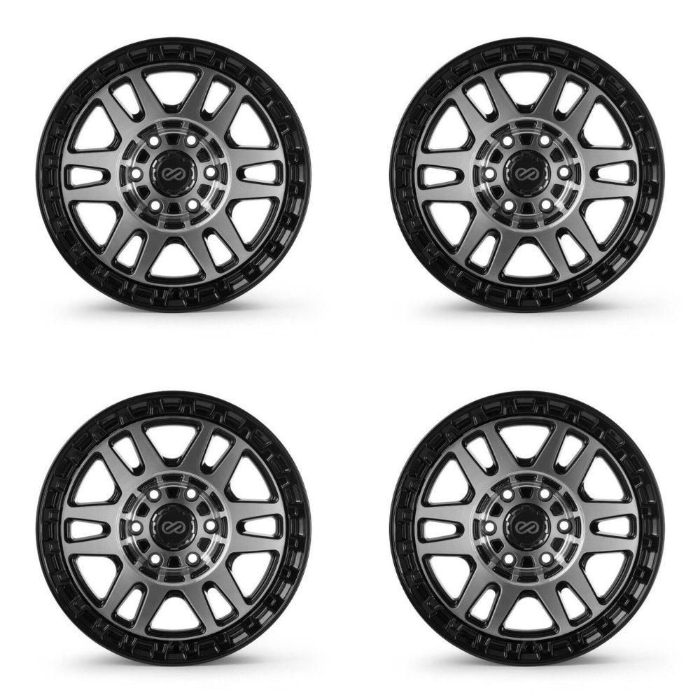 (set of 4) Enkei Trail-Tracker Matte Black Machined | 18x9" +20mm | 6x139.7mm Wheel