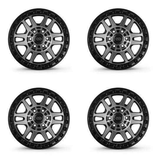 (set of 4) Enkei Trail-Tracker Matte Black Machined | 18x9" -12mm | 6x139.7mm Wheel