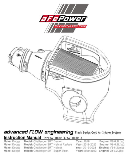 aFe Track Series Stage-2 Carbon Intake | Dodge Challenger 18-23 (57-10001D)